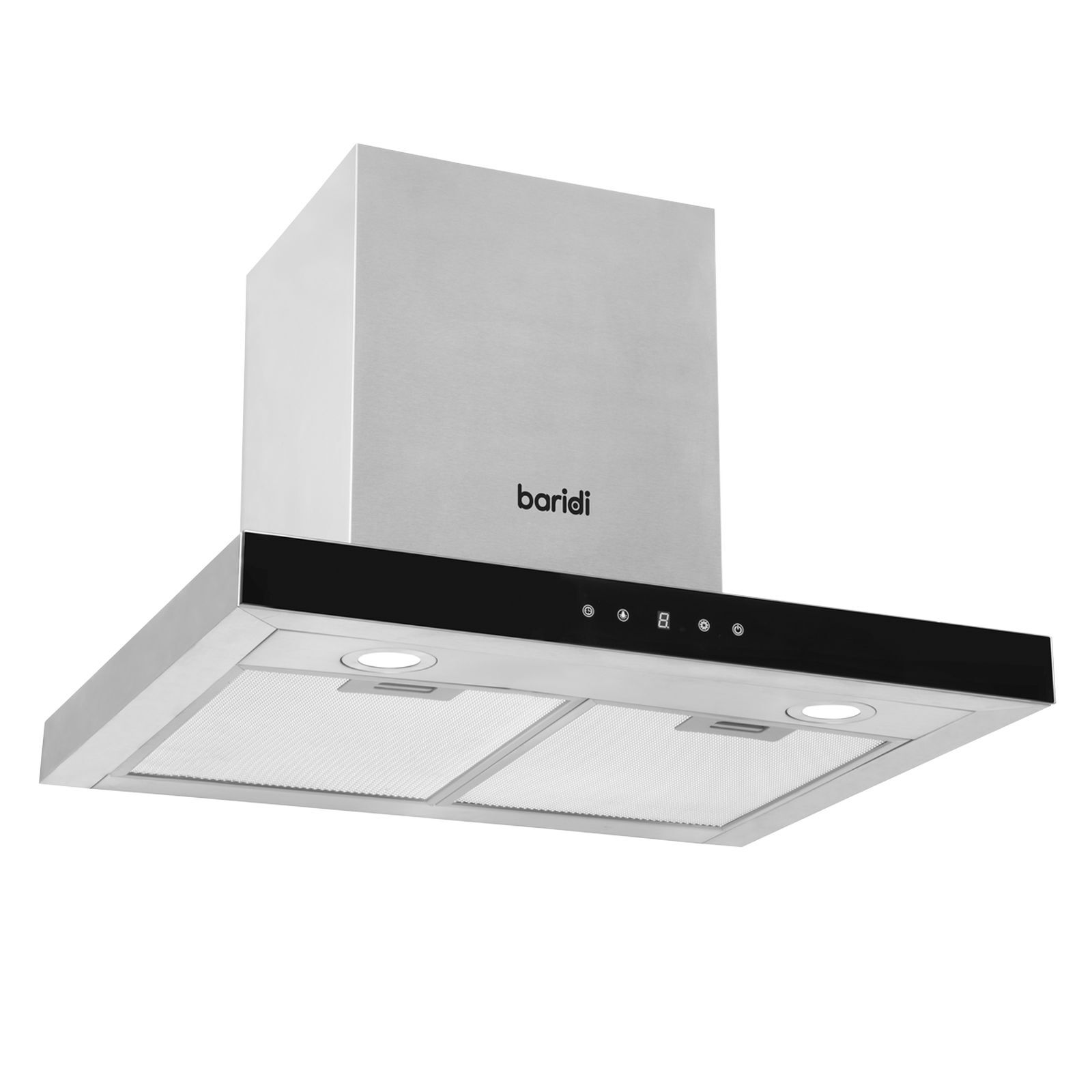Baridi T-Shape Chimney Cooker Hood With Carbon Filters 60Cm - Stainless Steel - Image 2
