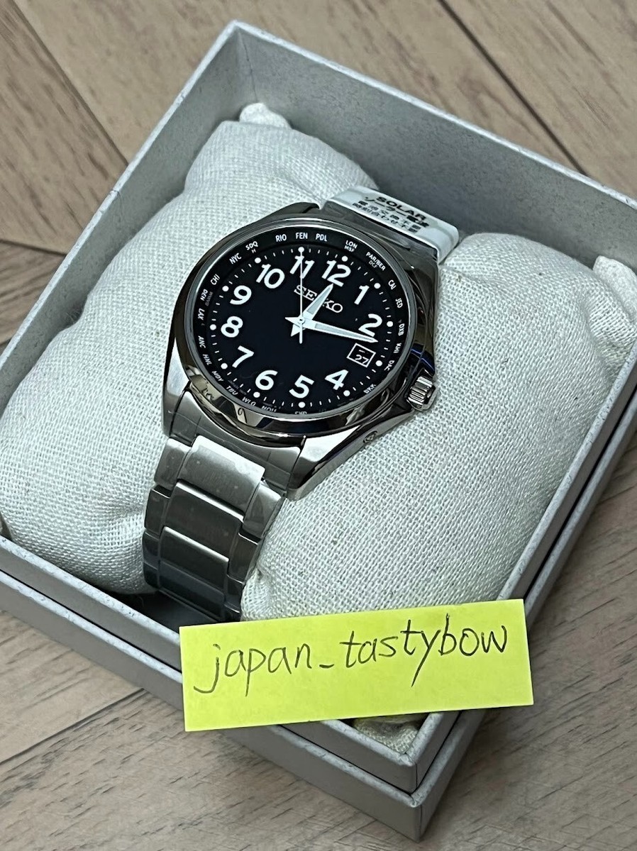 Seiko Selection SBTM329 Black Dial Titanium Solar Atomic Radio Men