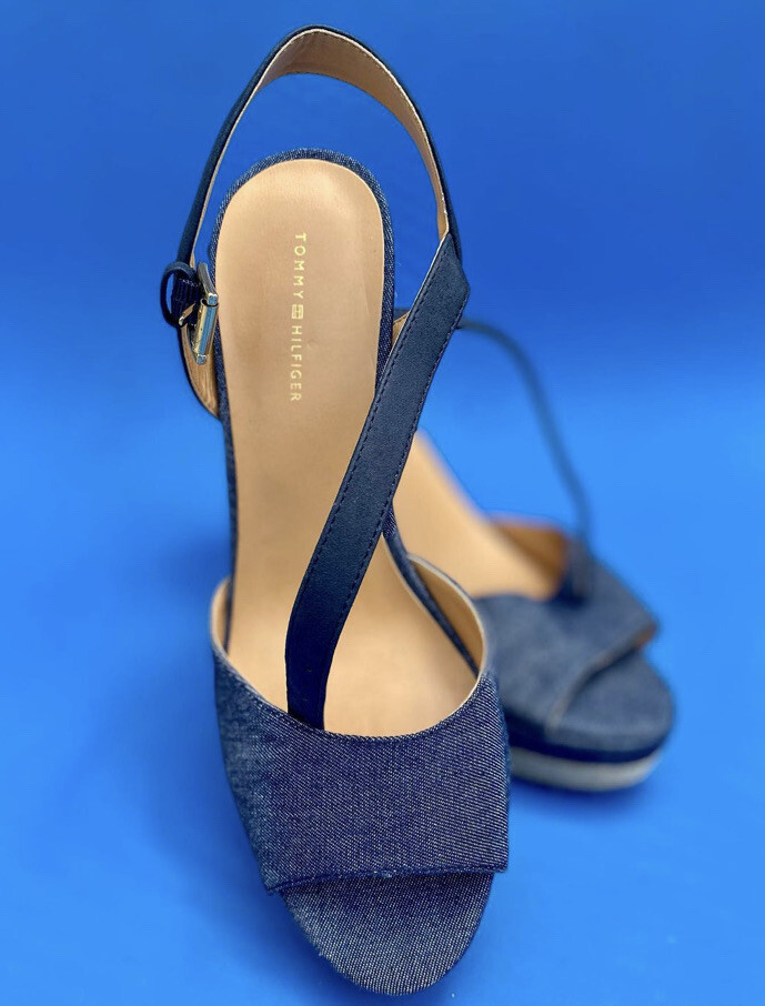 Tommy Hilfiger Signature High Wedge Sandal. Blue. Size 10 | eBay