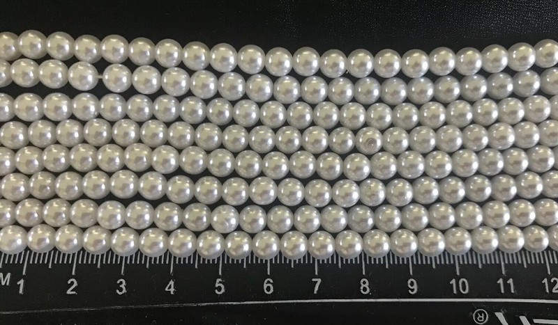 White Craft Pearls Set 4- 60 Inch Strands Approximately 5.75 mm / 233 Per Strand