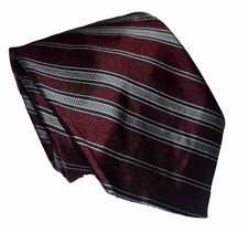 Robert Talbott Men's VTG Silk Repp Necktie USA Made Red Burgundy Striped 58”x3"