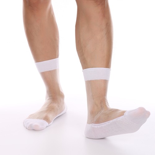 Men's Socks Formal Mid-tube Stockings Ultra Thin Breathable See-through Casual - Picture 7 of 14