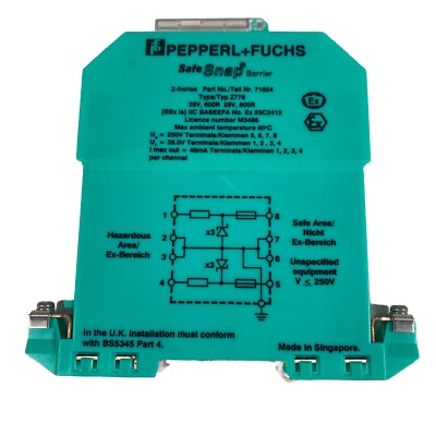 Pepperl+Fuchs Z-Series Z778 Safe Snap Barrier 71804 IP20 250V 46ma - New No Box