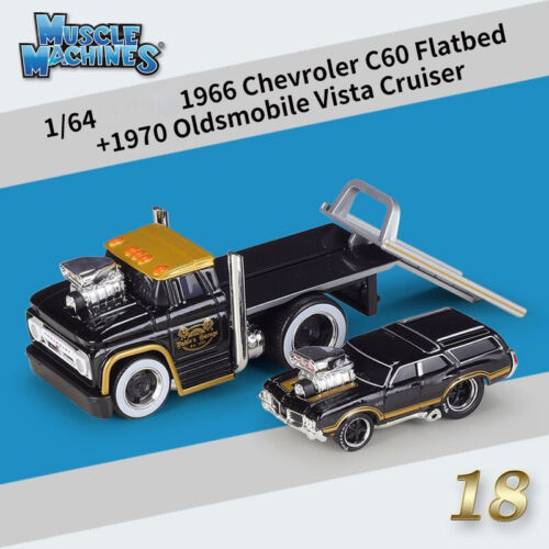 Maisto 1:64 1966 C60 Flatbed Trailer Oldsmobile Vista Cruiser Model Metal Car - Picture 1 of 2