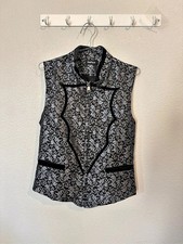 VatPave Men's Paisley Jacquard Victorian Steampunk Vest Floral Brocade Vest in