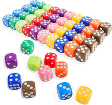 16MM Standard 6 Sided Dice Set, 50 Pieces Colorful Dice for Board Games, Classro