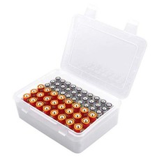 Battery Organizer Storage Box, Garage Case Holder for 24 AA, 30 AAA Batteries