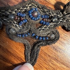 Antike viktorianische schwarze Glas Jet Perlen Trim & Verzierungen zum Restaurieren