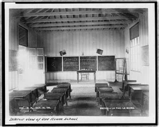 Escuela La Paz,La Guira,Interior view of one room school,1908,Cuba,Classroom