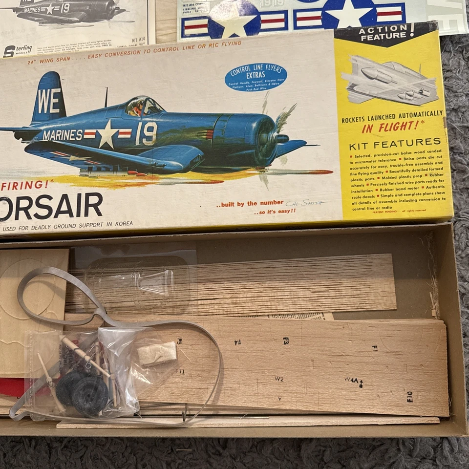 New OPEN BOX F4U-5 Corsair Balsa Wood Model Kit A14 Sterling Models Inc. - Image 2 of 4
