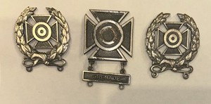 VTG US Army Marksmanship Badges Lot of 3 Expert Sharpshooter Grenade Bar 1/20 SF