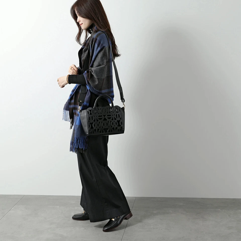 Anita Bilardi  Women's Leather Cutwork Shoulder Bag with Inner Bag, Black - Image 2 of 4