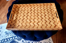 Core Chevron Pattern Natural Wood Serving Tray 24in x 15in very Good Condition