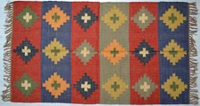 Rug Wool Jute Indian Village Vintage Kilim Handwoven Carpet Rectangle Area Rug