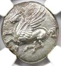 Corinthia Corinth AR Stater Pegasus Athena Coin 300 BC - NGC Choice XF (EF)