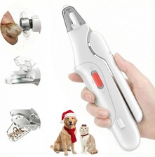 Pet Nail Clipper w/2 LED Lights Splash Guard 3 Mode Grinder Trimmer For Cats&Dog