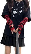Punk Gothic Rock Striped Arm Warmers Y2K & EMO Accessories