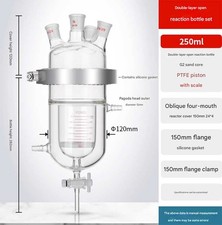 250ml Jacketed Glass Reactor Flask with G2 Sand Core Filter and Valve Set