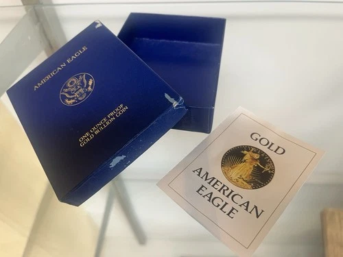 1986 Gold $50 1oz American Eagle Proof Display Box & COA Only-No Coin or Capsule
