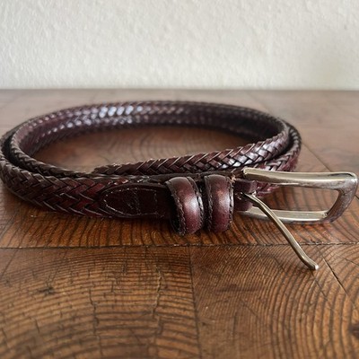 Dockers Leather Strap Belt Braided Bonded Lacing Brown 40/100