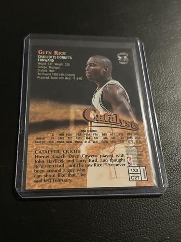 1997-98 Topps Finest - Uncommon - Silver Glen Rice #133 - Picture 2 of 2