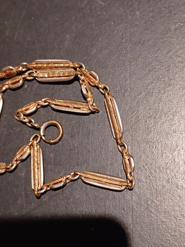 14" Pocket Watch Chain Gold Filled Two Tone - Picture 6 of 12