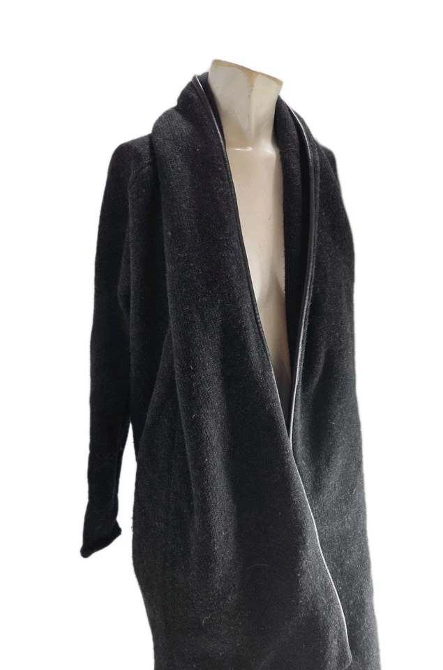 Suéter para mujer Vince extra pequeño lana de yak vintage cuero ribete cárdigan Foto 4 de 4