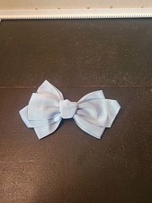 Vintage 80s 90s Big Hair Bow Barrette Clip Ribbon Oversized Light Blue