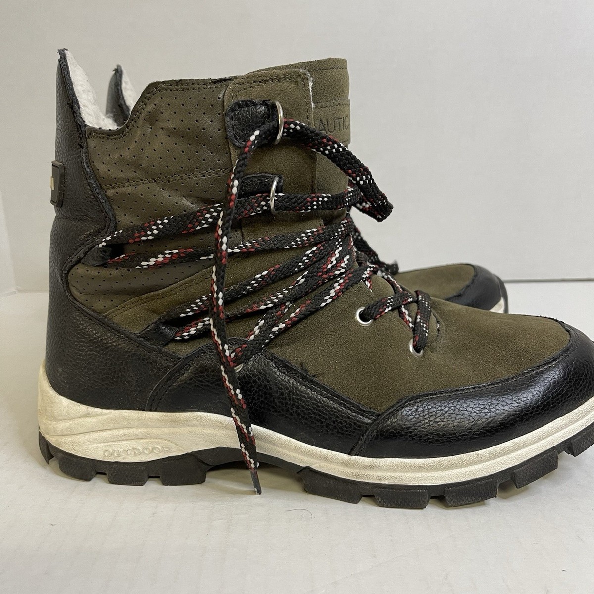 Nautica Aliza Women’s Winter Boots 9 Green Black Faux Fur Hiking Snow Outdoor
