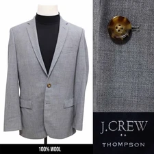 J. CREW THOMPSON mens solid gray 100% WOOL sport coat suit jacket blazer 40 R