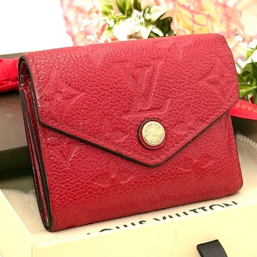 Louis Vuitton Monogram Empreinte Zoe Trifold Wallet Red Japan 0711416