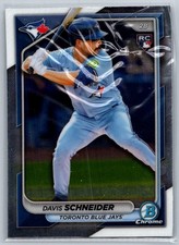 Davis Schneider 13 2024 Bowman Chrome RC Rookie Toronto Blue Jays Card. rookie card picture