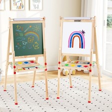 Kids Art Easel Double-Sided w/ Magnetic Whiteboard  Chalkboard w/ Paper Roll