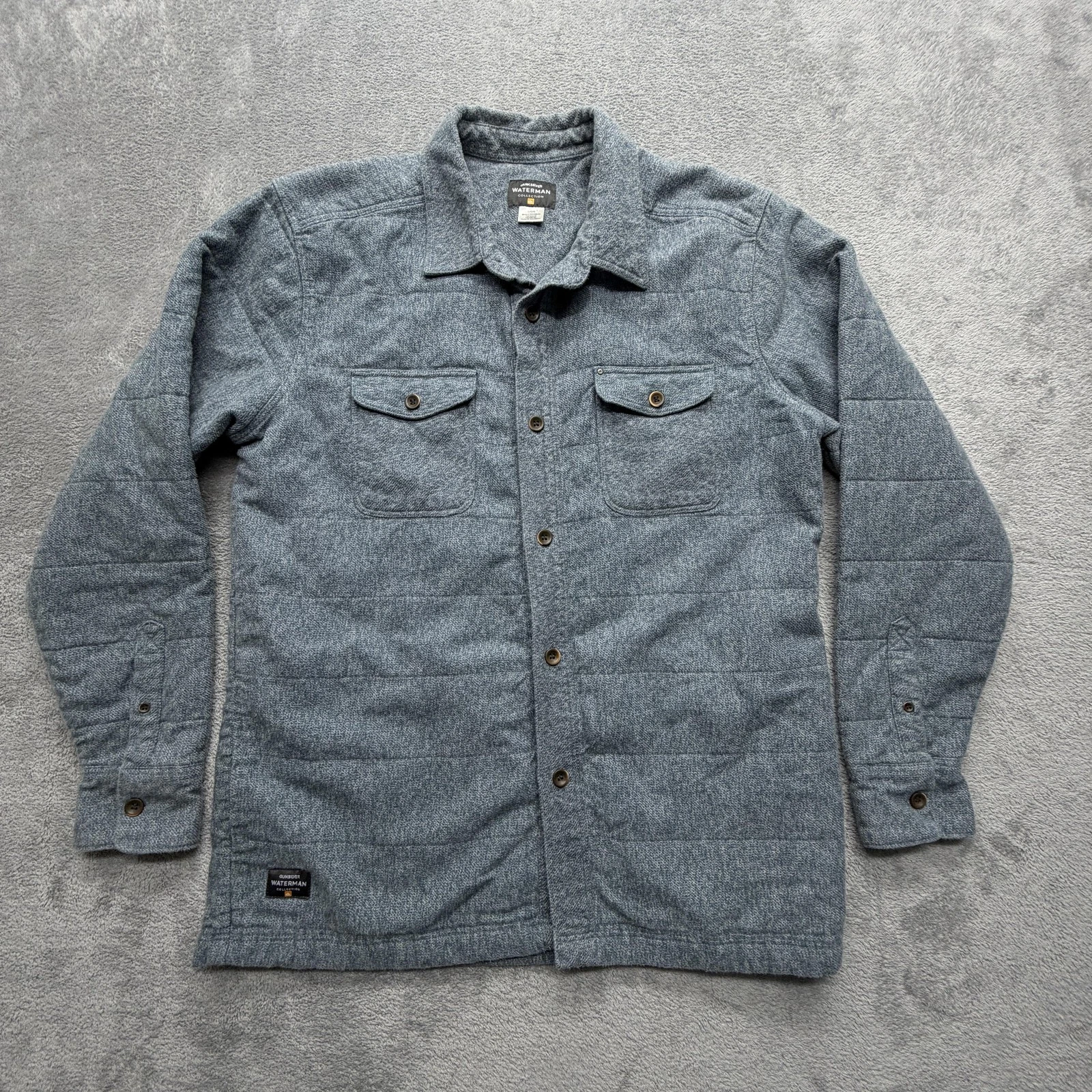 Quiksilver Jacket Mens L Gray Quilted Collared Lined Insulated Padded Waterman - product detail image 1