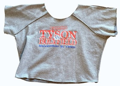 Vintage 1996 Mike Tyson Evander Holyfied Cropped Gym Sweater MGM Las Vegas Promo