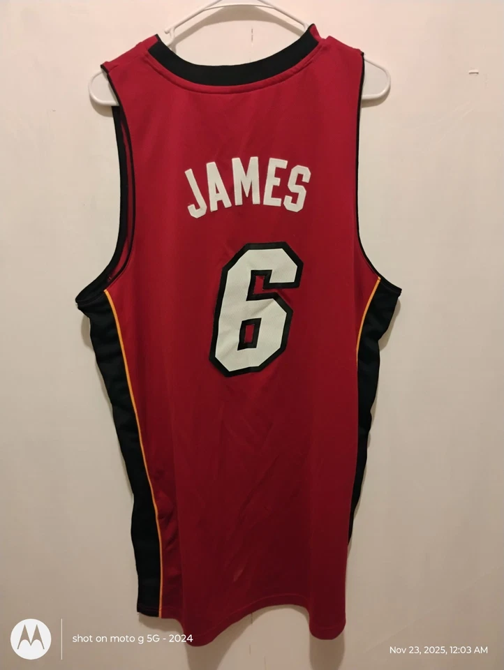 Adidas Леброн Джеймс #6 Miami Heat NBA Swingman красный Джерси сшитый мужской большой - Изображение 2 из 4