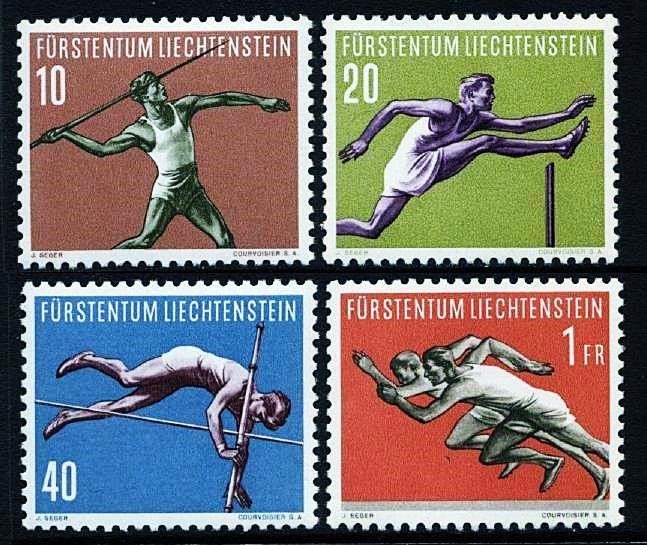LIECHTENSTEIN 1956 SPORTS SC# 297-300 VF MNH CV$22.50 FIELD & TRACK