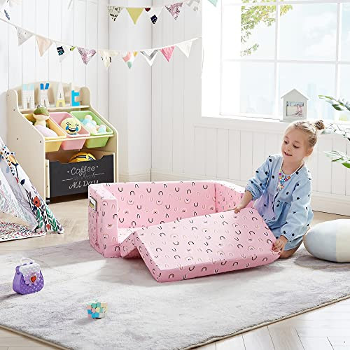 Kids Fold Out Couch 2-in-1 Children Convertible Sofa to Lounger with Soft - Imagen 6 de 7