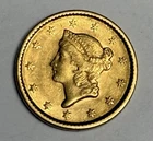 AU+ 1851 Liberty Head Gold Dollar (all original) U.S. $1 Type 1 Coin Almost UNC