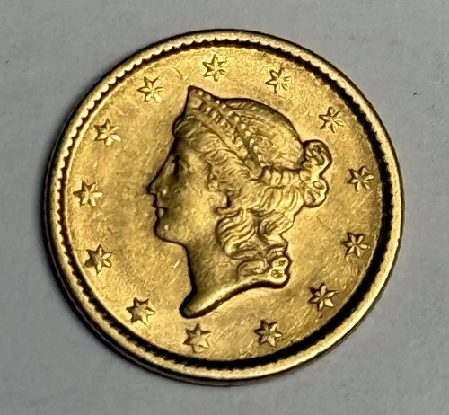 AU+ 1851 Liberty Head Gold Dollar (all original) U.S. $1 Type 1 Coin Almost UNC
