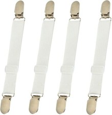 Bed Sheet Clips Straps Holder Mattress Clips, 4 Pcs 18 28cm, 4pcs White