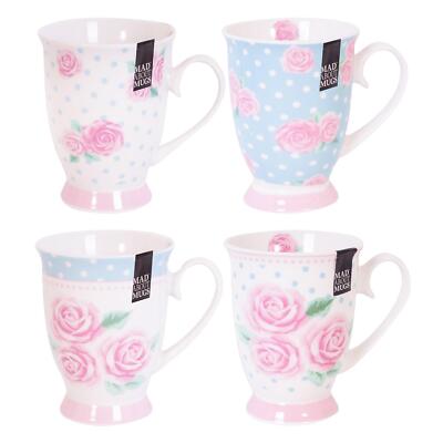 4er Set Neu Knochen China Blumenmuster Tupfen Becher Tee Kaffee Getränke Heim Küche