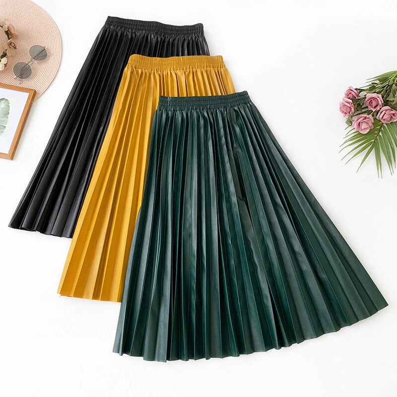 Pu pleated skirt sale