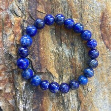 Natural 8mm Lapis Lazuli Stone Bracelet Blue Gemstone Stretch Bracelet Handmade