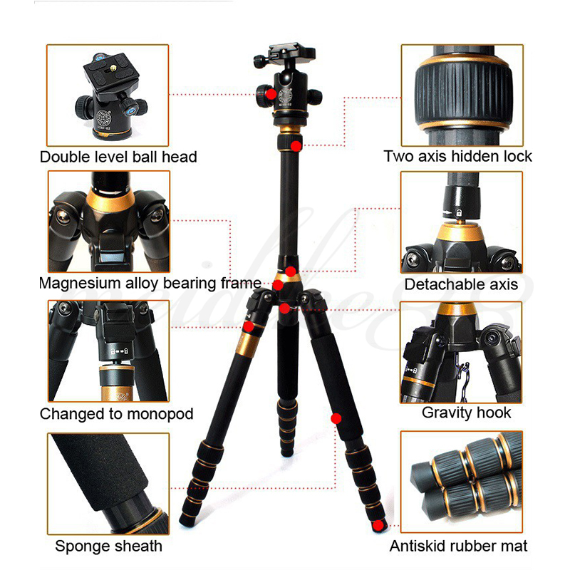 Q777C Carbon Fiber Portable Traveling Tripod Monopod+ Ball Head For DSLR  Camera | eBay