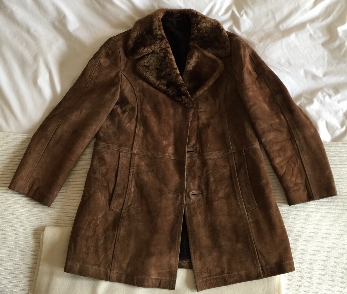 ALTRA Giacca Unisex Vera Pelle di Nave Cappotto In Pelliccia Marrone Pelle di Nave 3 Bottoni