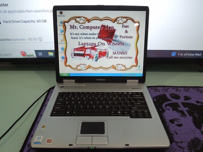 #8 toshiba satellite l25-s119 intel celeron@1.40ghz 1.87GB ram 60gb hdd WIND XP