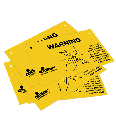 5x Warnschild WARNING Elektrozaun Schild Vorsicht Weidezaun Hinweisschild Schild