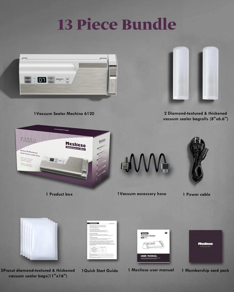 Vacuum Sealer Machine, 95kPa 140W Double Seal Powerful Food Sealer, One Hand Ope - Image 2 of 4