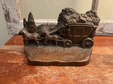 Vintage Bronze Finish Stagecoach Wagon JB 3149 Door Stop 7.50”Long